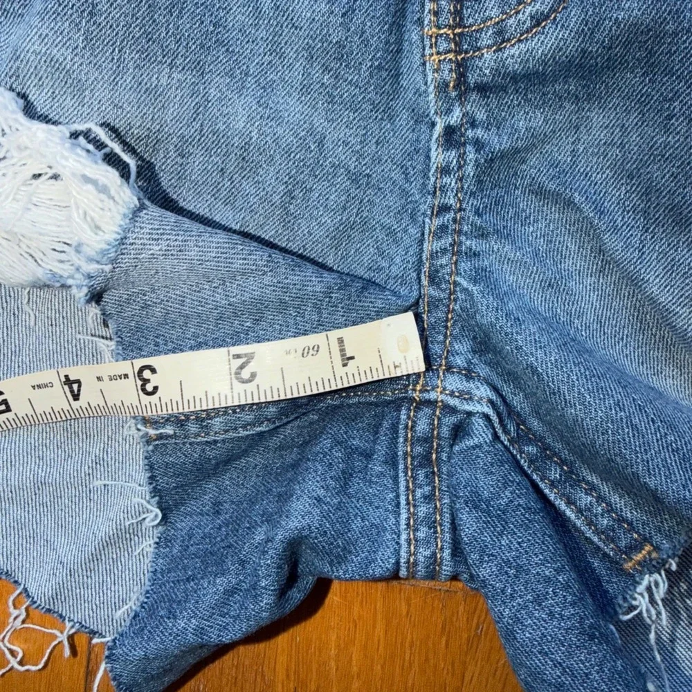 NEW‎ Old Navy OG Straight High-Rise Distressed Denim Shorts Stretch Blue Size 14